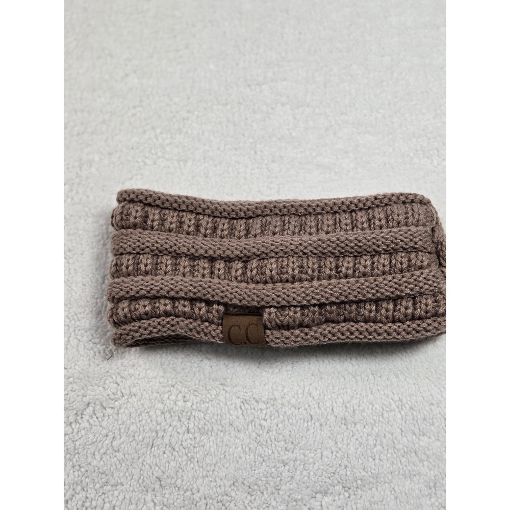 C.C Exclusives Cable Knit Headband Ear Warmer Taupe Brown Fuzzy Lined Ribbed